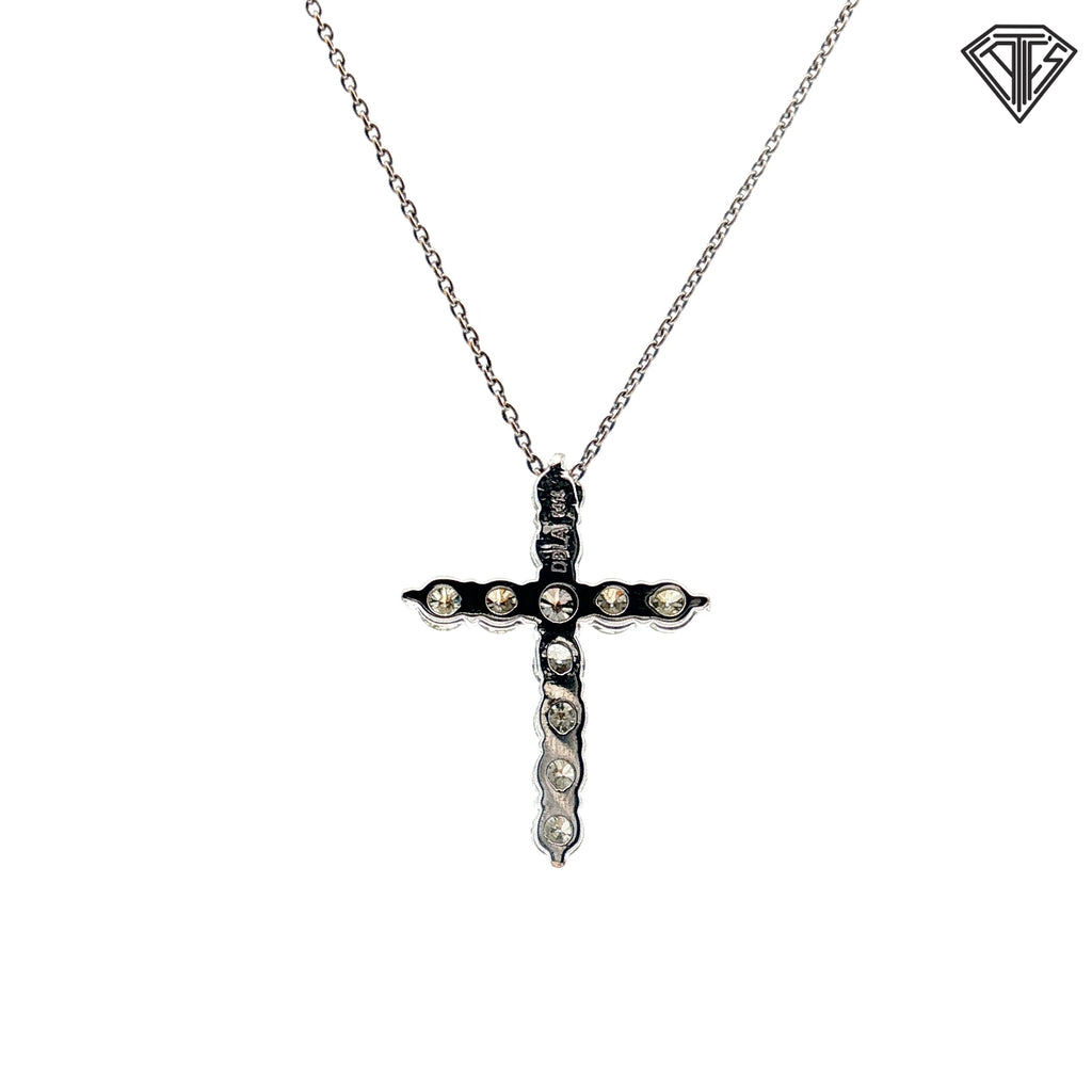 14k White Gold .70ct G VS2 Round Diamond Cross Pendant