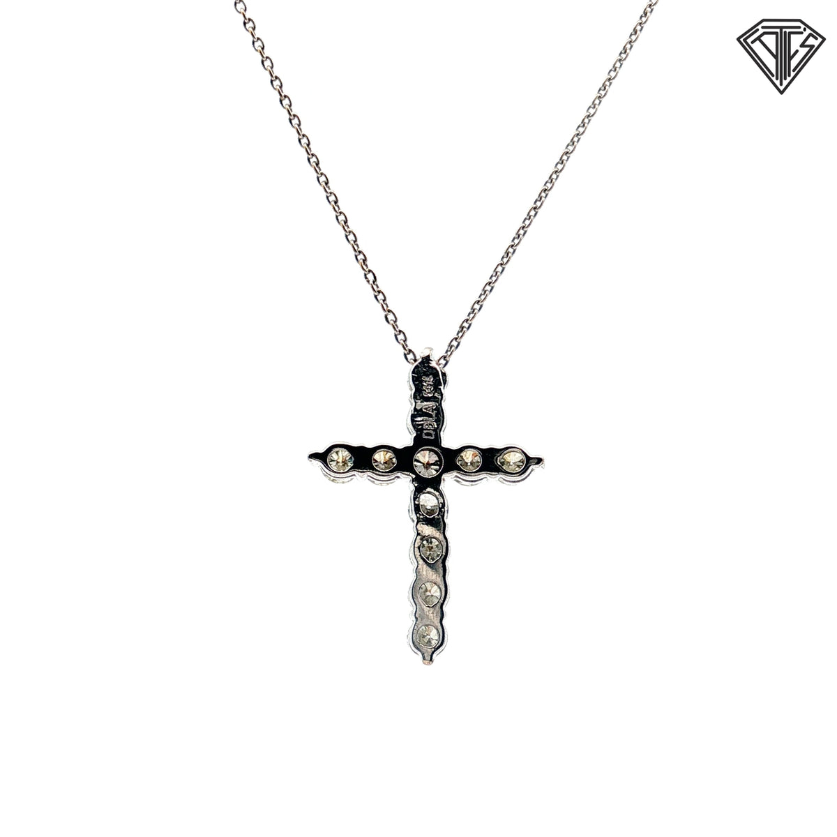 14k White Gold .70ct G VS2 Round Diamond Cross Pendant