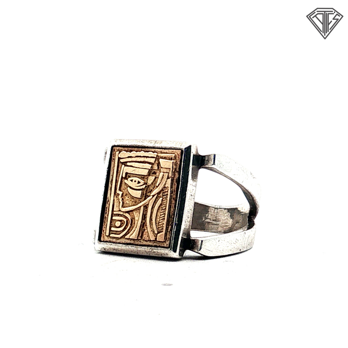 Pre-Loved 18k Yellow Gold /Sterling Silver Ring Size 6.75 / 8.7 gram/ Design By Anthony Quinn Lady of Crete