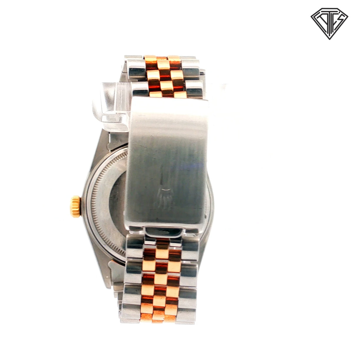 Pre-Owned Rolex DateJust Two-Tone 18k Yellow Gold and Stainless Steel/ Jubilec Band/ Mother of Pearl Dial / Diamond Hour Mark/ Pave Diamond Bezel/ 36mm /Automatic Movement/ Sapphire Crystal/ Ref: 16233