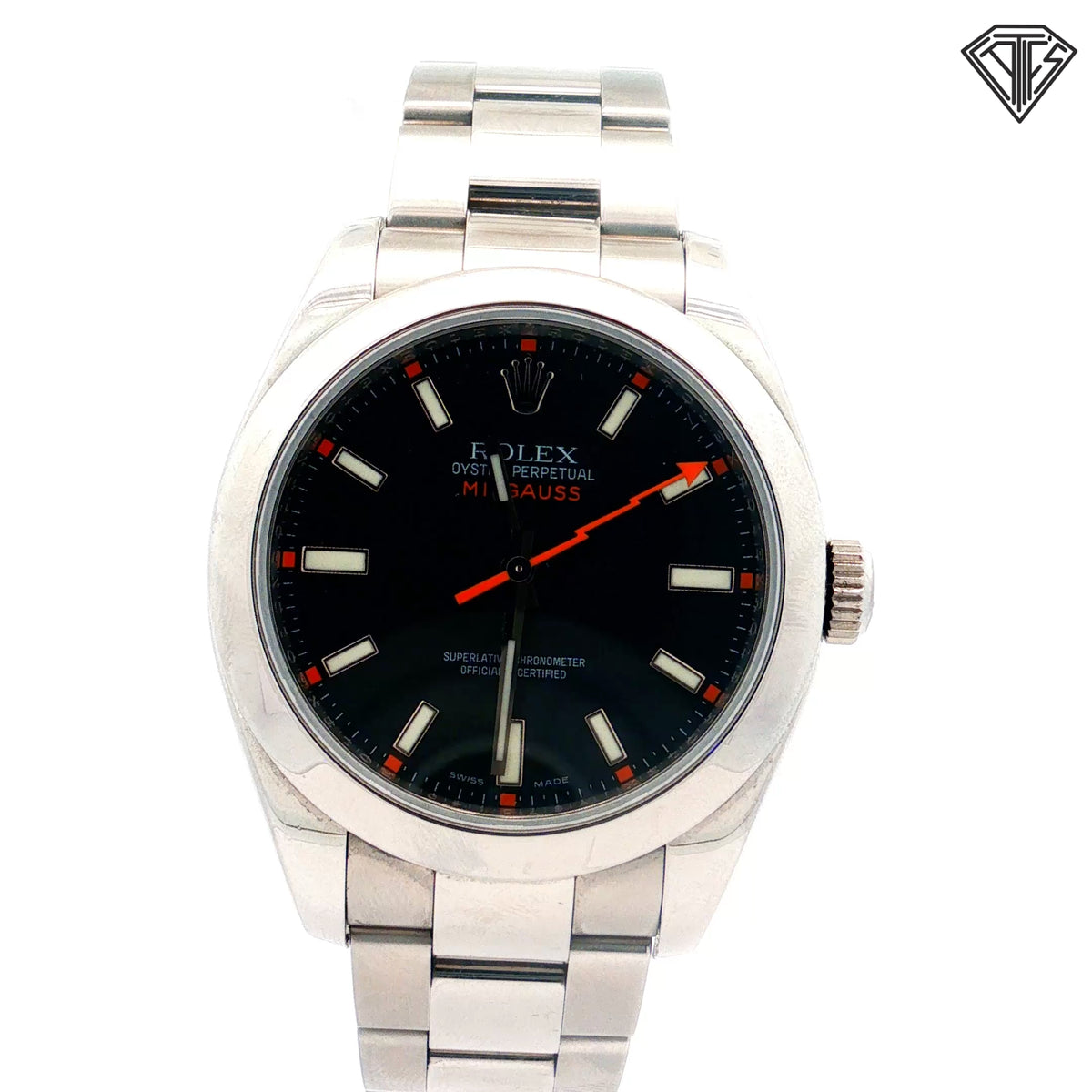 Pre-Owned Rolex Milgauss Black Dial/ Stainless Steel/ 40mm/ Automatic Movement/ Orange Second Hand/ Ref#116400