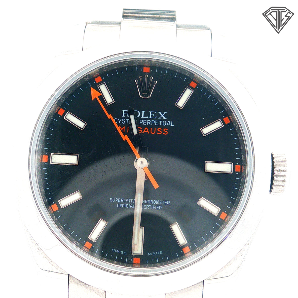 Pre-Owned Rolex Milgauss Black Dial/ Stainless Steel/ 40mm/ Automatic Movement/ Orange Second Hand/ Ref#116400