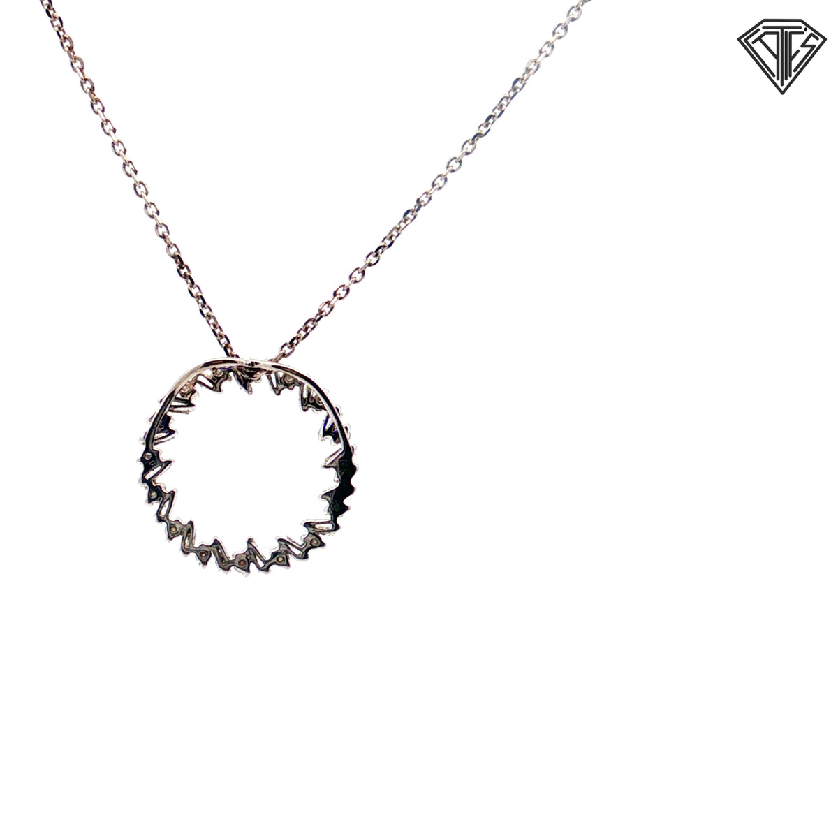 14k White Gold .75ct F VS2 Baguette Diamond Eternity Circle Pendant  5/8"inch 16"inch