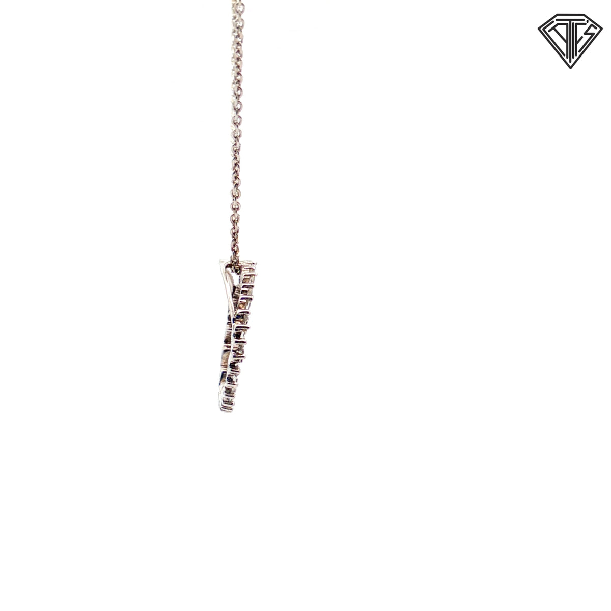 14k White Gold .75ct F VS2 Baguette Diamond Eternity Circle Pendant  5/8"inch 16"inch
