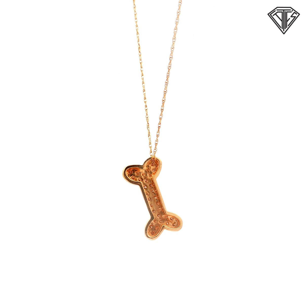 14k Yellow Gold .25ct G VS2 Round Diamond Doggy Bone Pendant  18"inch