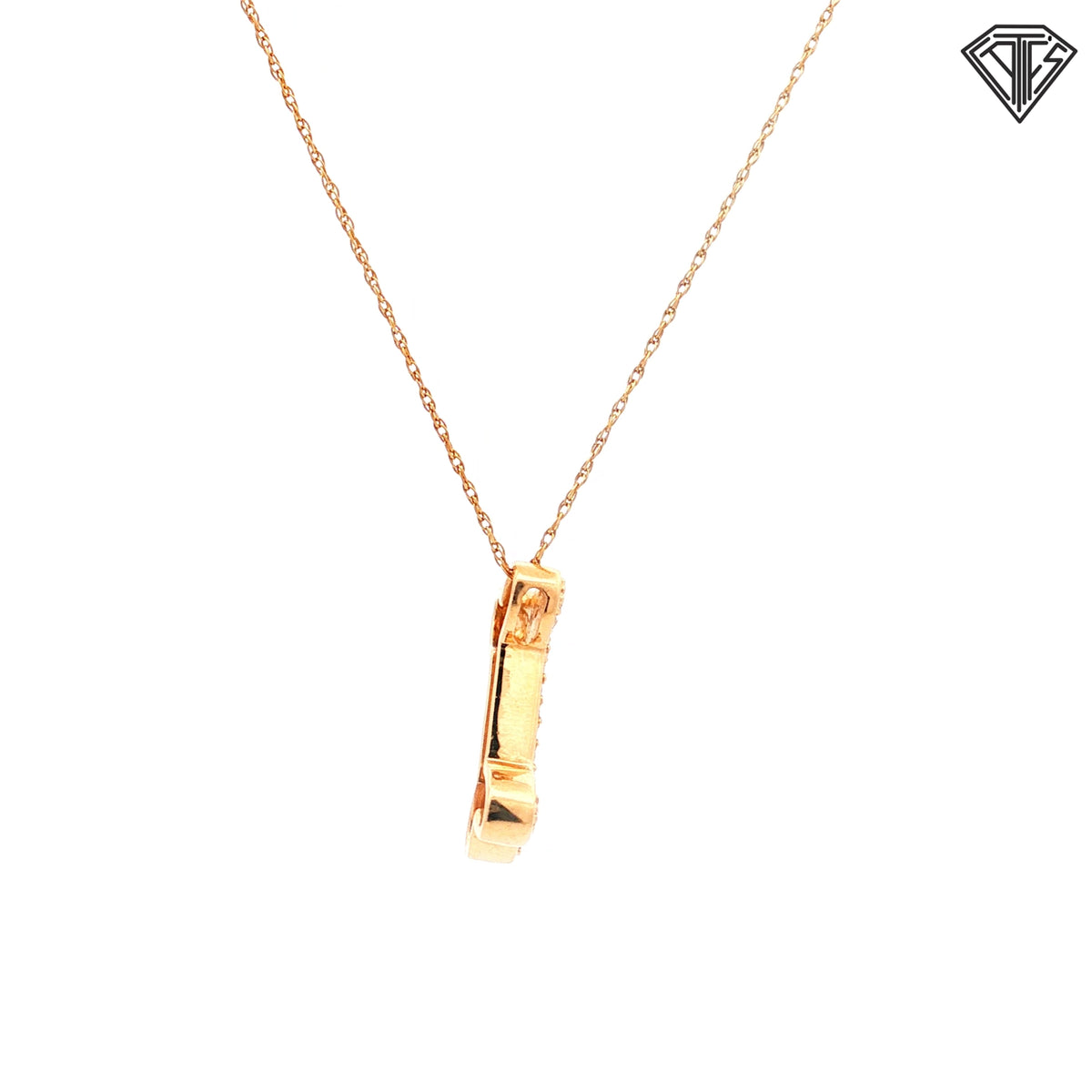 14k Yellow Gold .25ct G VS2 Round Diamond Doggy Bone Pendant  18"inch