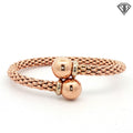 14k Rose Gold Multi-Strand Woven Bead-Chain Bangle Bracelet with Round Ball Clasp