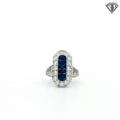 Platinum 1.00ct F VS1 Round Old European / 1.00ct Calibre Cut Blue Sapphire Size 3.75 /Original Art Deco Circa 1920's