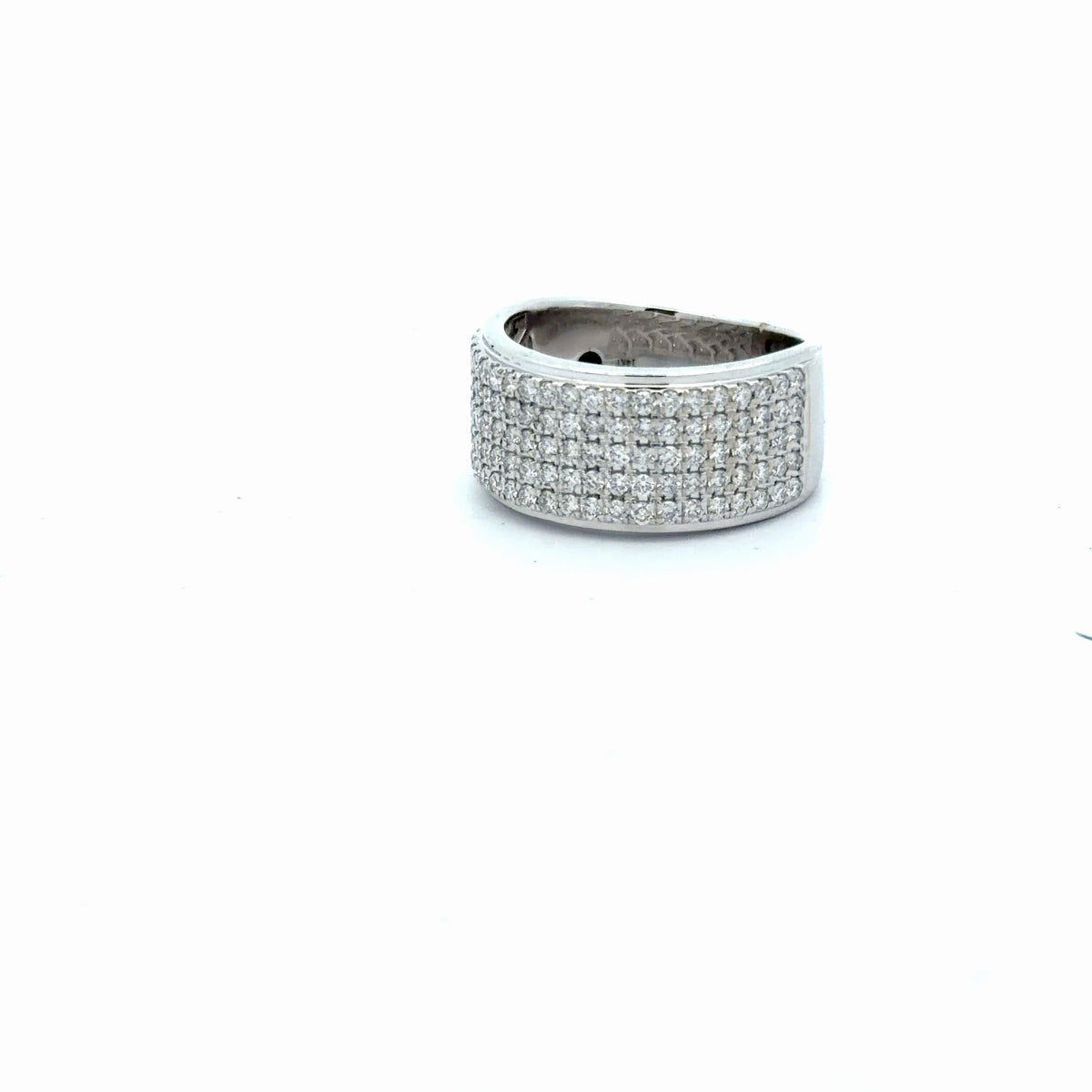 14k White Gold 1.50ct F VS2 Round (5) Row Diamond Band Unisex Size 10 Design By Vera Wang