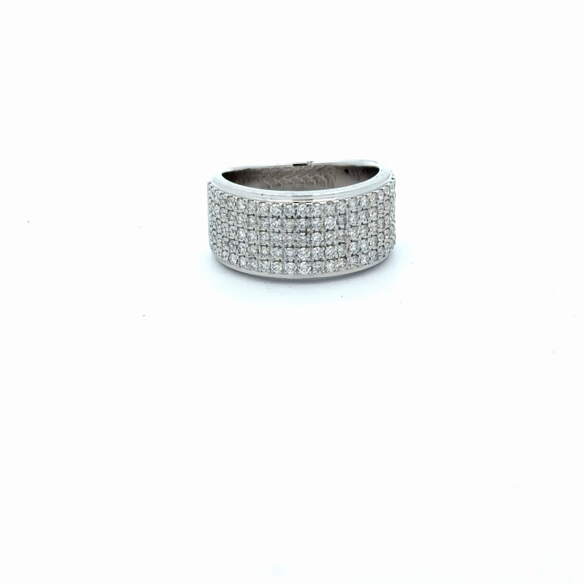 14k White Gold 1.50ct F VS2 Round (5) Row Diamond Band Unisex Size 10 Design By Vera Wang