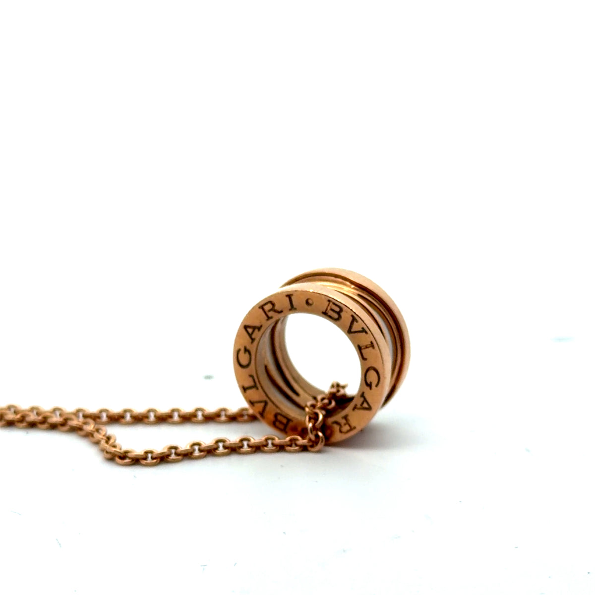 Pre-Loved 18k Rose Gold / White Ceramic Bvlgari B. Zero 1 Necklace 11.50 gram 18"inch / Box and Paper