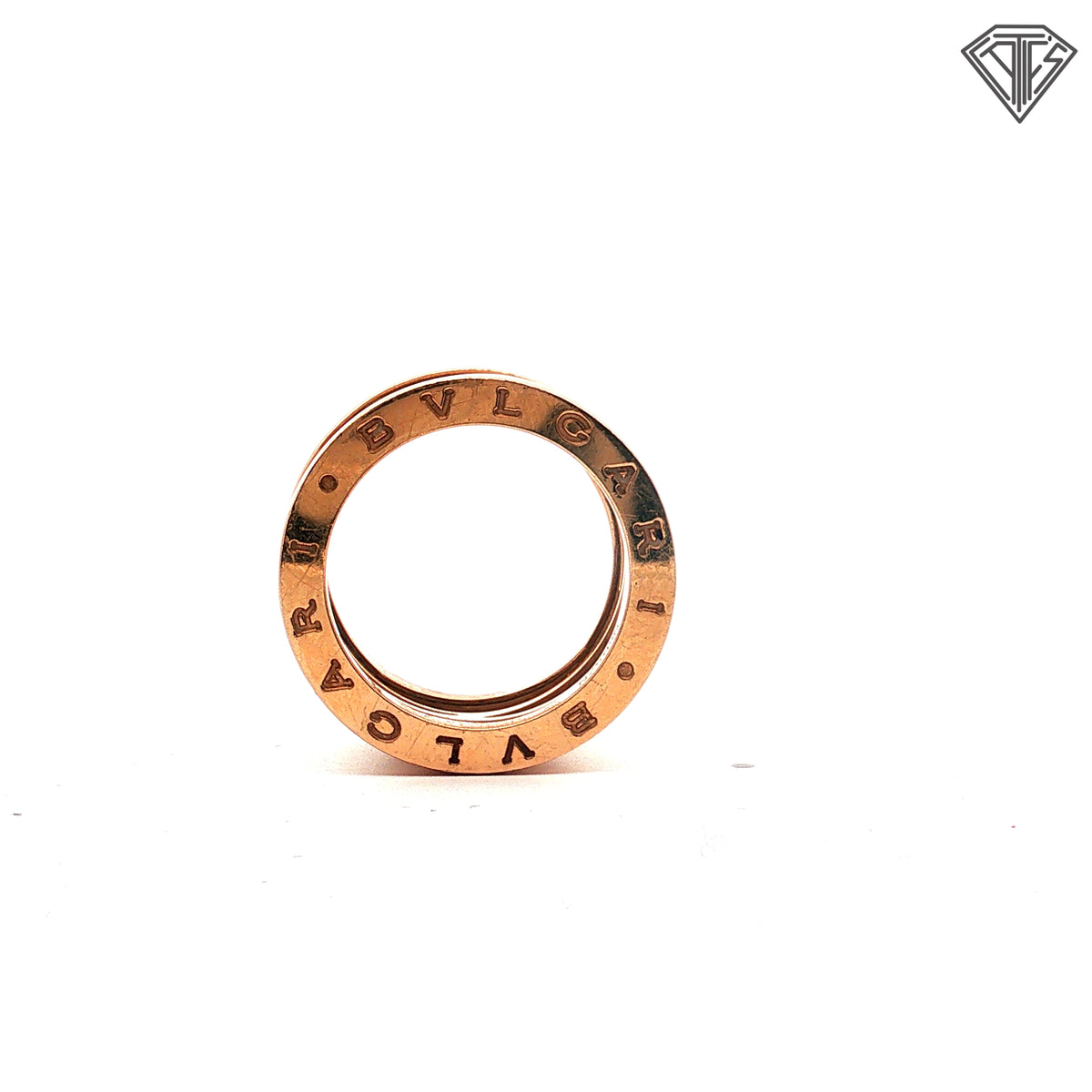 Pre-Loved Bvlgari 18k Rose Gold / White Ceramic B-Zero-1 Band Size 56  12.00 gram Width 12mm with Box and Paper
