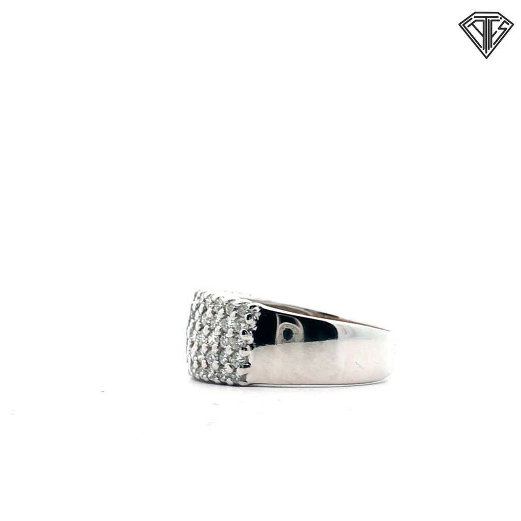 18k White Gold 2.00ct G VS2 (5) Row Round Diamond Band 10mm Wide Size 9