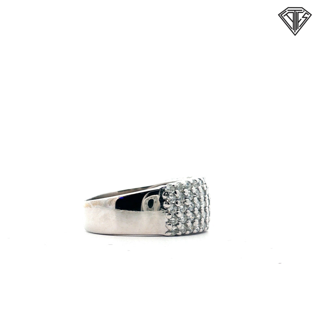 18k White Gold 2.00ct G VS2 (5) Row Round Diamond Band 10mm Wide Size 9