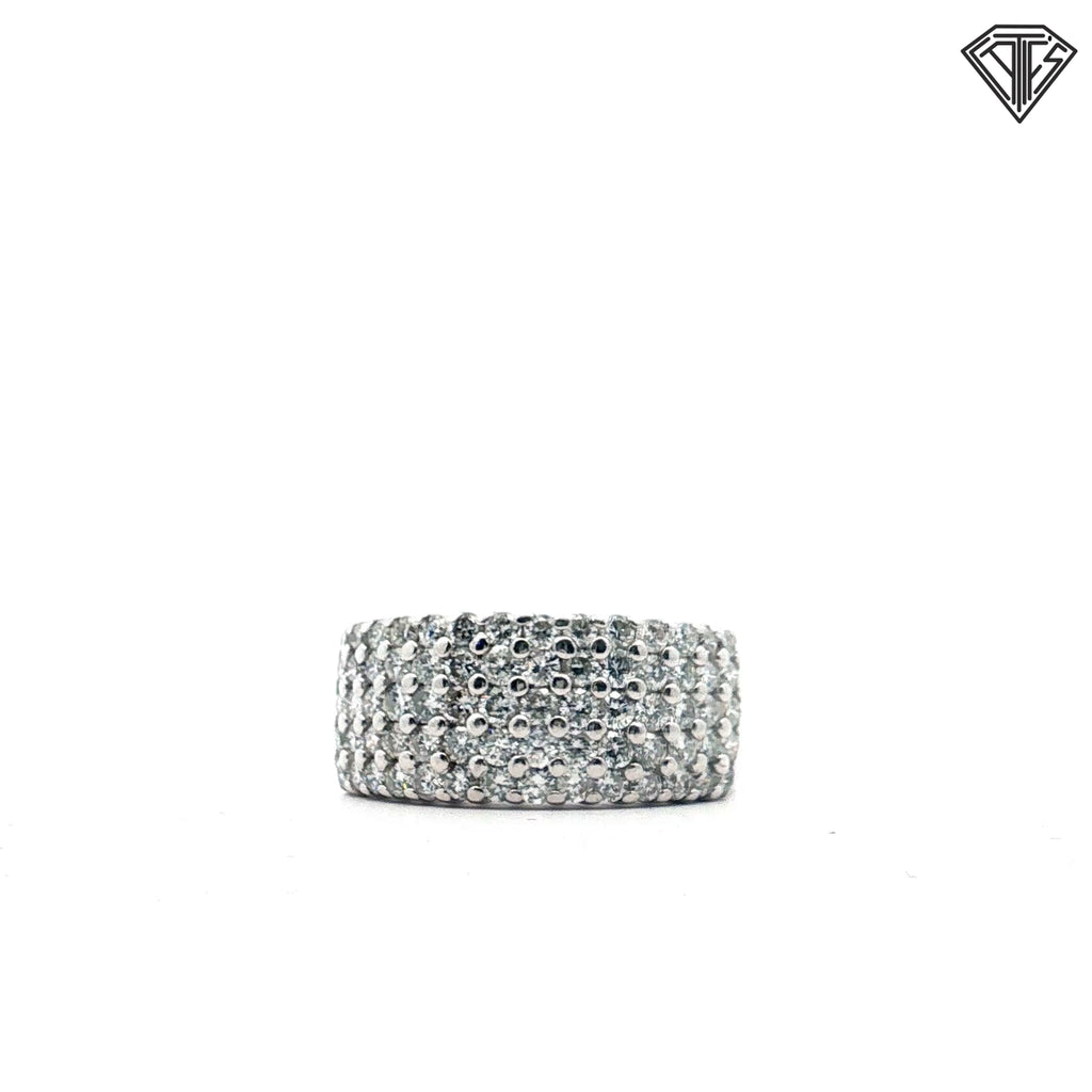 18k White Gold 2.00ct G VS2 (5) Row Round Diamond Band 10mm Wide Size 9