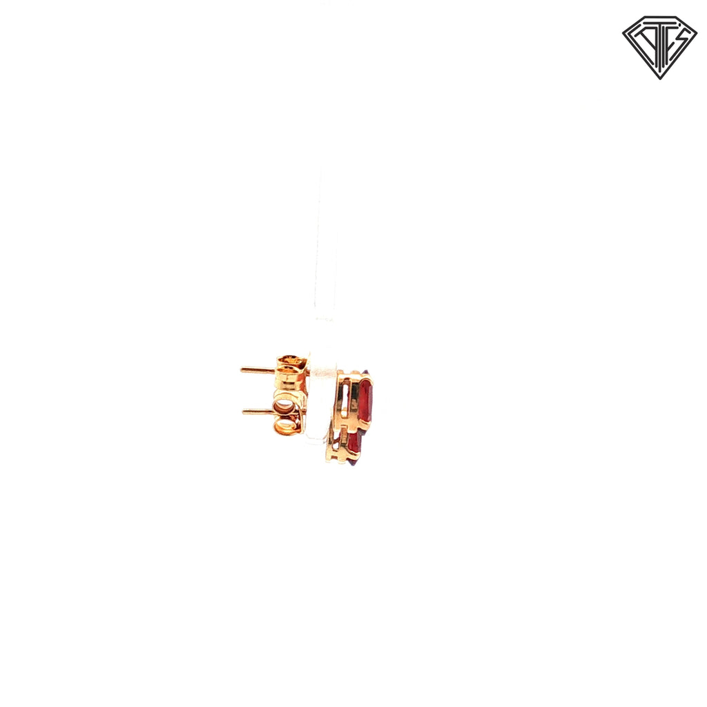 14k Yellow Gold .50ct Oval Mozambique Garnet Stud Earrings 6 x 4