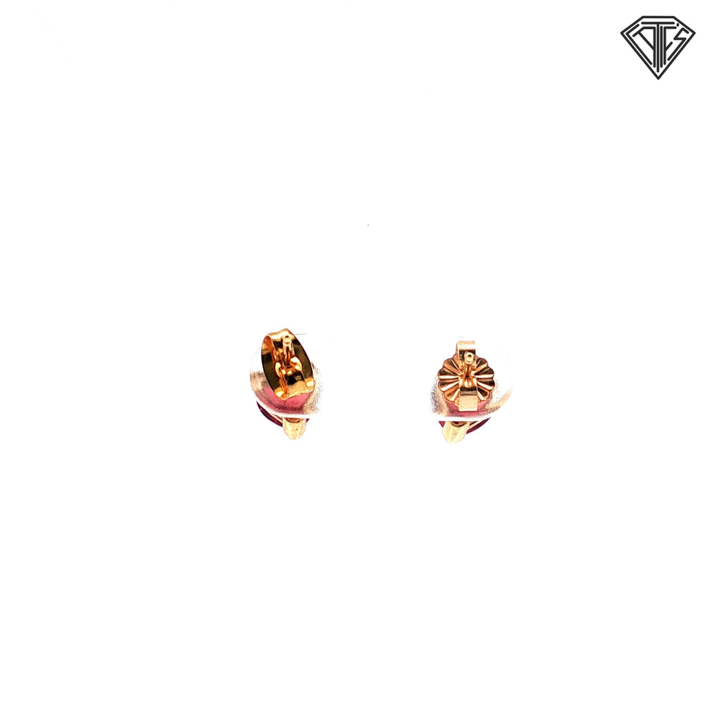 14k Yellow Gold 1.00ct Heart Shape Garnet Stud Earrings  6 x 6