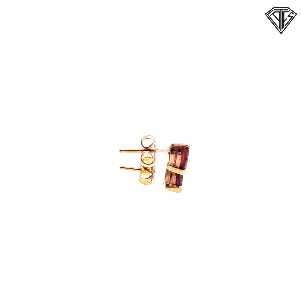 14k Yellow Gold 1.00ct Heart Shape Garnet Stud Earrings  6 x 6
