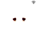 14k Yellow Gold 1.00ct Heart Shape Garnet Stud Earrings  6 x 6