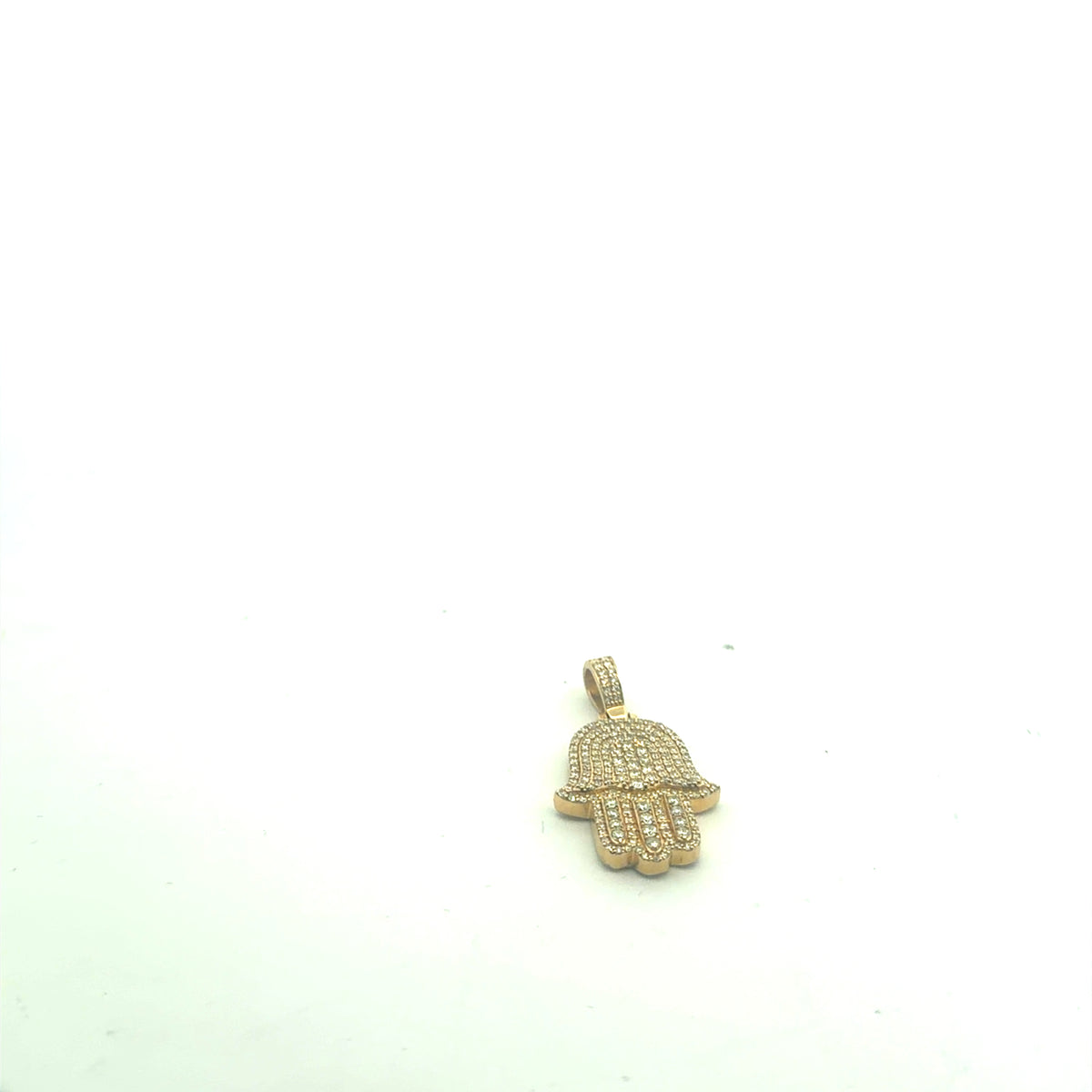 14k Yellow Gold 1.00ct G VS2 Round Diamond Khamsa Pendant 1" x 5/8"