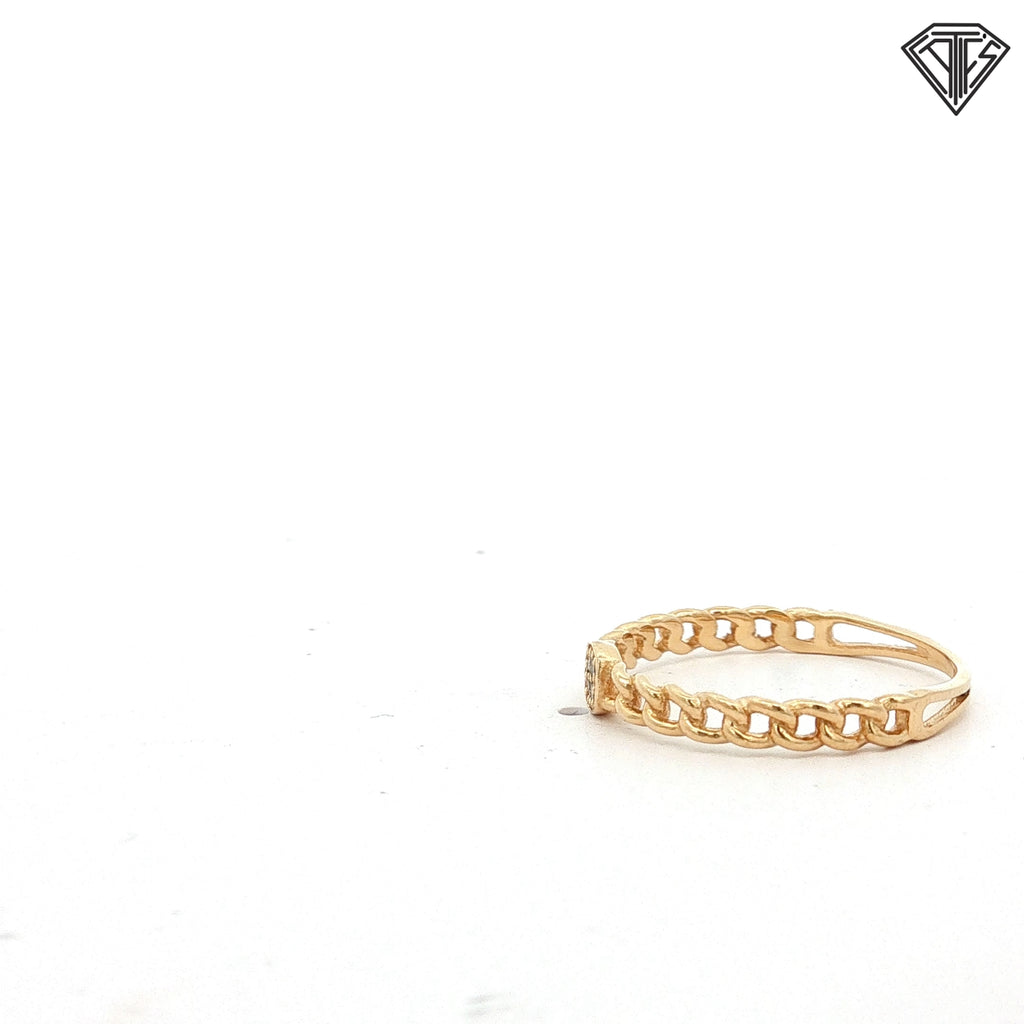 14k Yellow Gold .03ct G SI2 Round Diamond Cluster Link Ring Size 7  1.1 gram