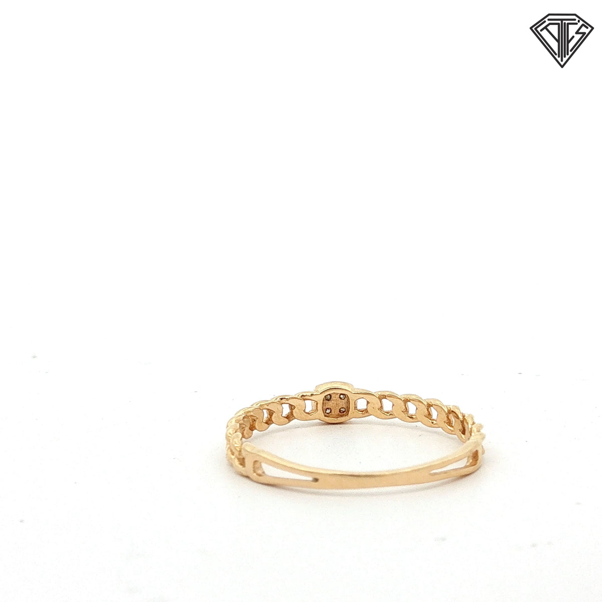 14k Yellow Gold .03ct G SI2 Round Diamond Cluster Link Ring Size 7  1.1 gram