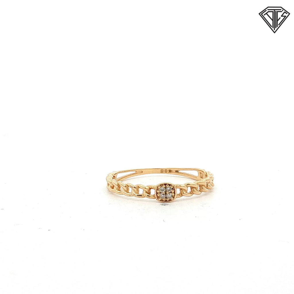 14k Yellow Gold .03ct G SI2 Round Diamond Cluster Link Ring Size 7  1.1 gram