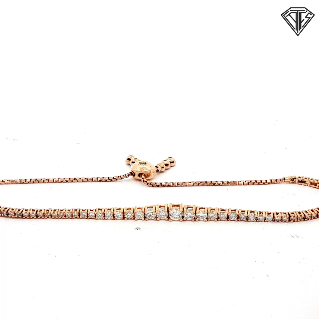 18k Rose Gold 2.00ct G VS2 Round Diamond Bolo Bracelet  7.9 gram