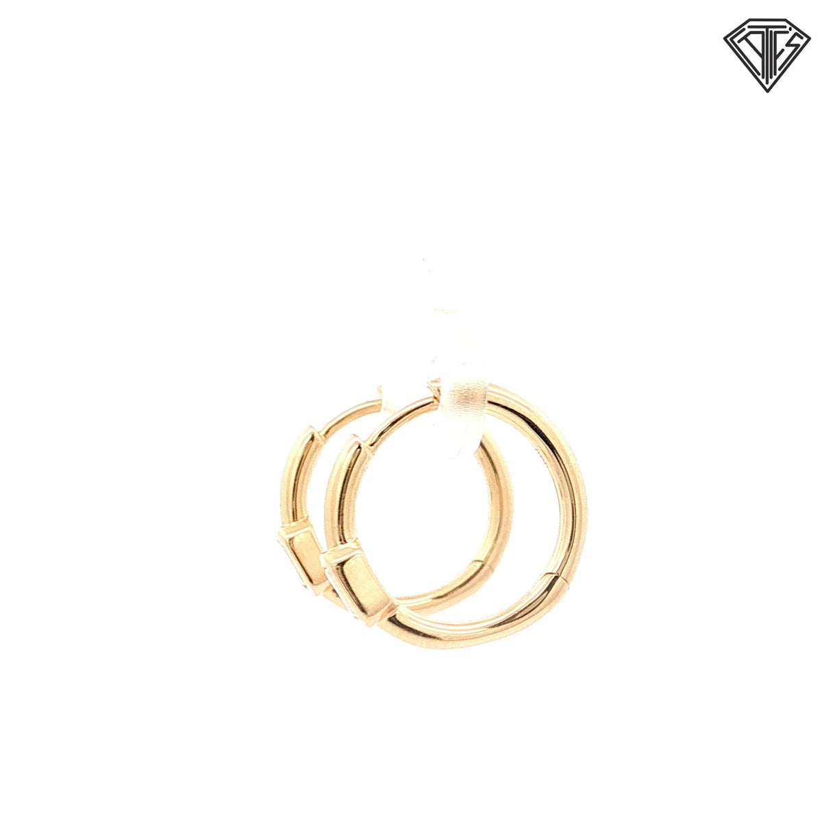 14k Yellow Gold .40ct F VS2 Emerald Cut Diamond Huggie Earrings  2.8gram