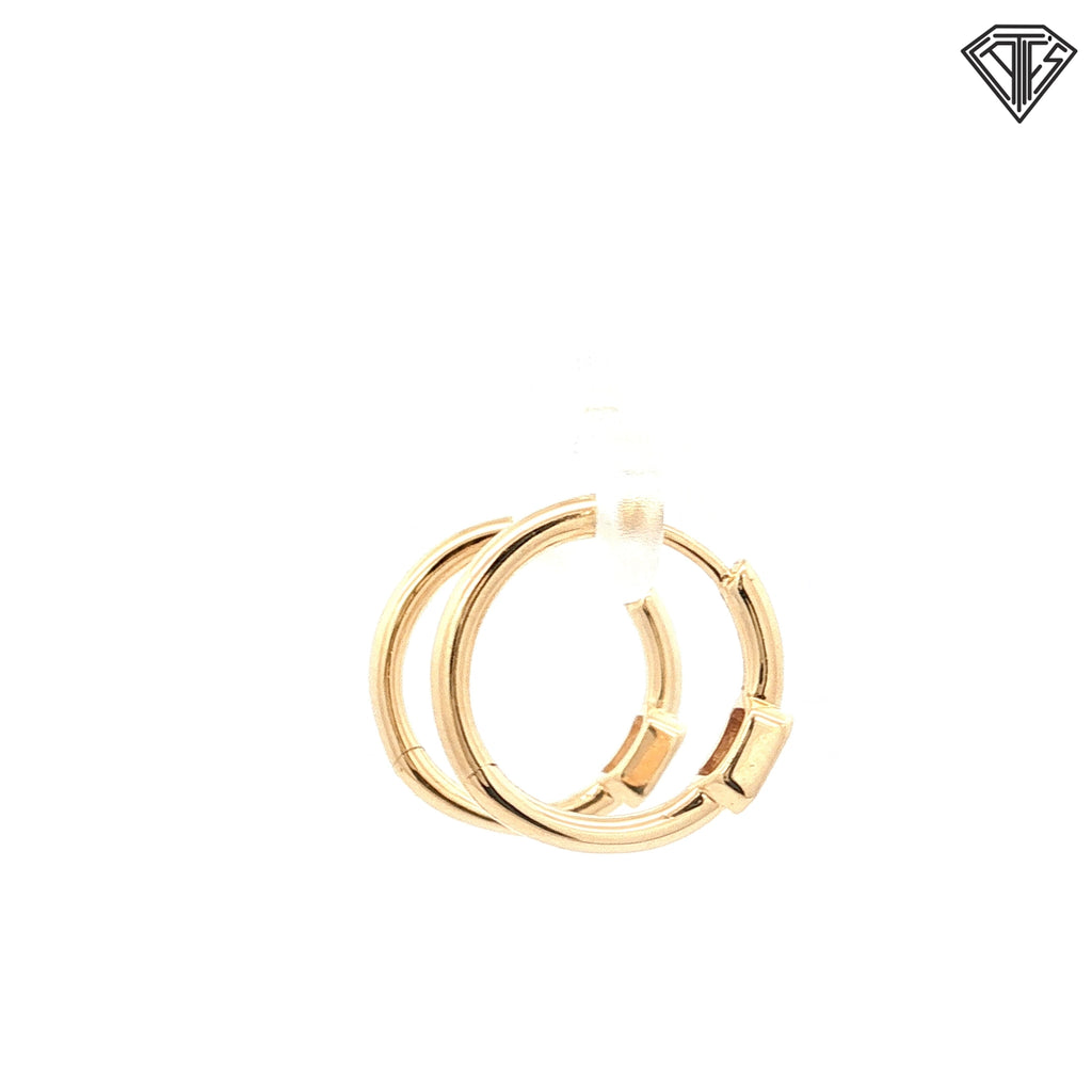 14k Yellow Gold .40ct F VS2 Emerald Cut Diamond Huggie Earrings  2.8gram