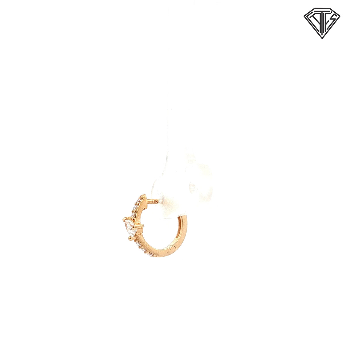 14k Yellow Gold .25ct G VS2 Pear Shape Diamond Single Hoop Earrings