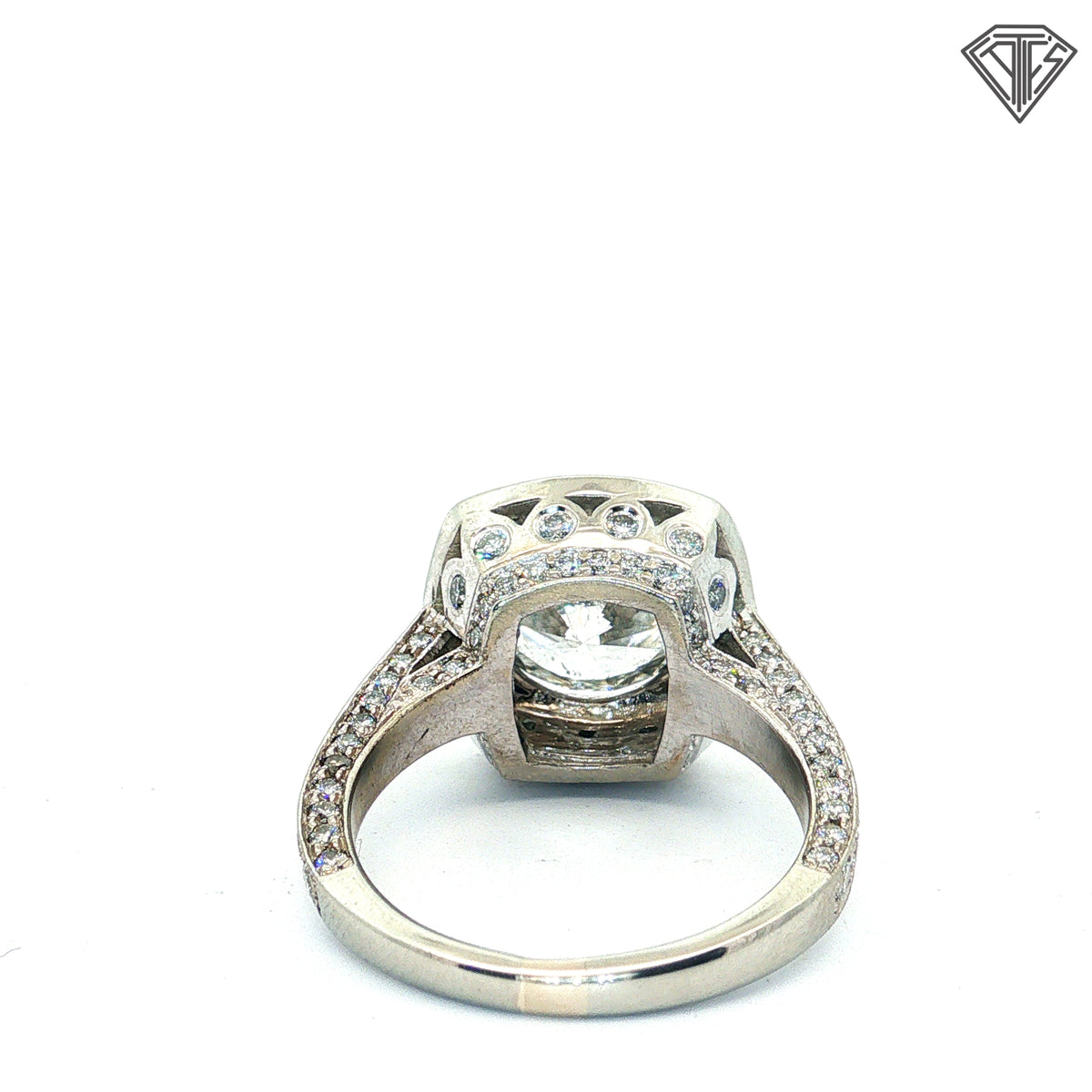 18k White Gold 3.07ct G SI2 Round Diamond / Halo Setting / Pave Diamond Melle / Along Side and Shank Total Diamond Weight  1.15ct G SI2 Round Diamond   Size  5.75   Certified By EGL USA #  US61446201