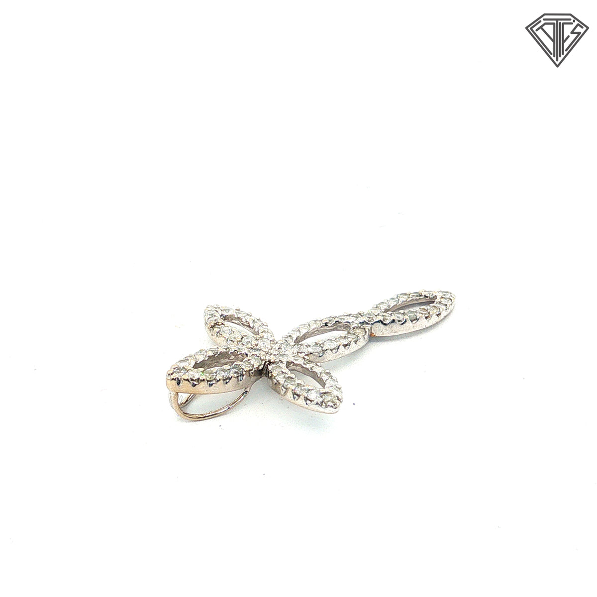 14k White Gold .50ct  G/H SI1 Round Diamond Cross Pendant 1 1/2" x 3/4"  1.70 gram