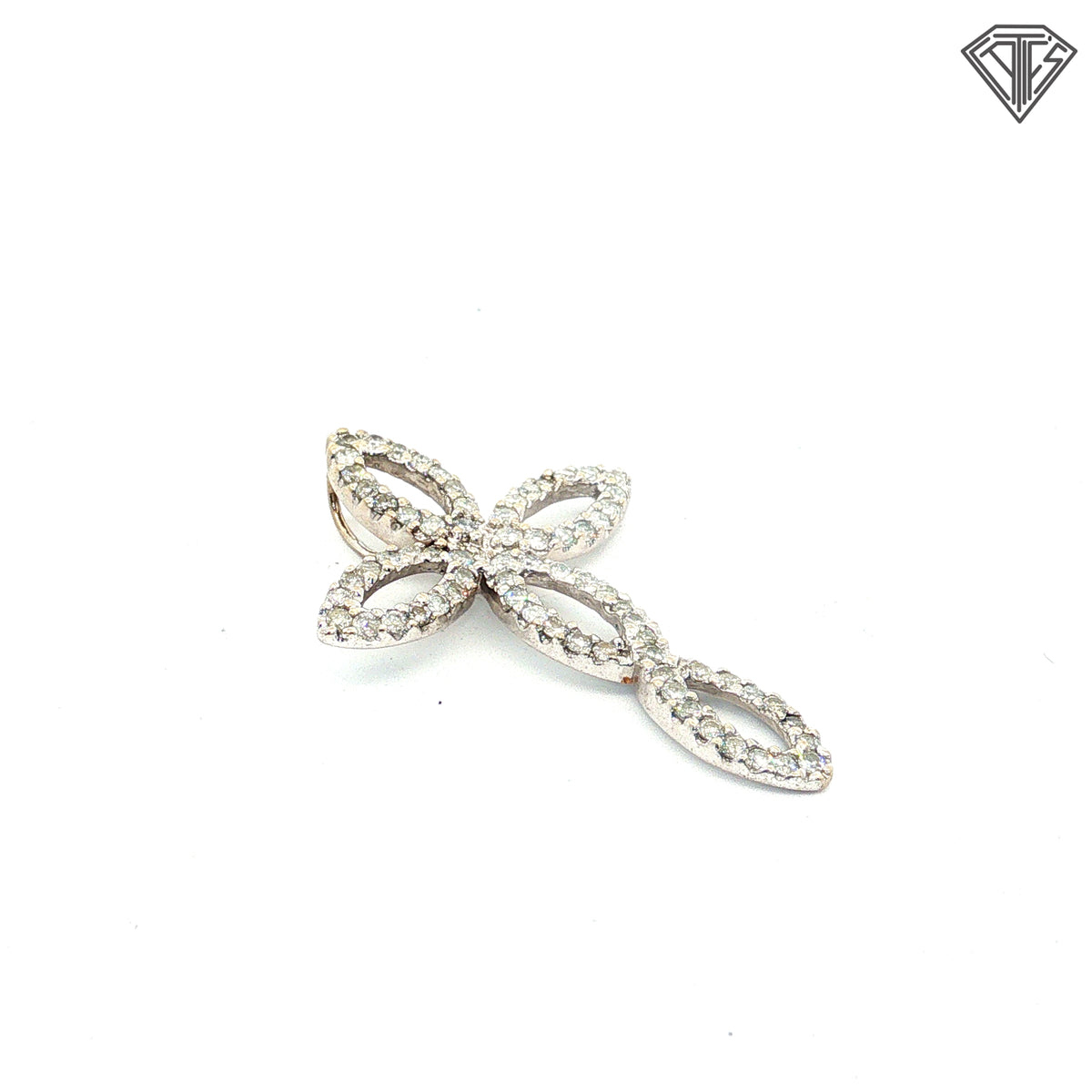 14k White Gold .50ct  G/H SI1 Round Diamond Cross Pendant 1 1/2" x 3/4"  1.70 gram