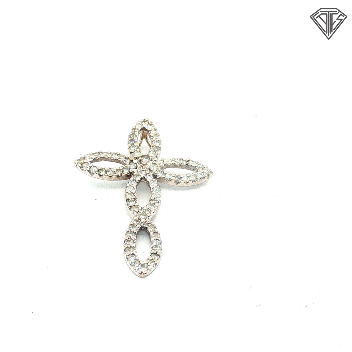 14k White Gold .50ct  G/H SI1 Round Diamond Cross Pendant 1 1/2" x 3/4"  1.70 gram