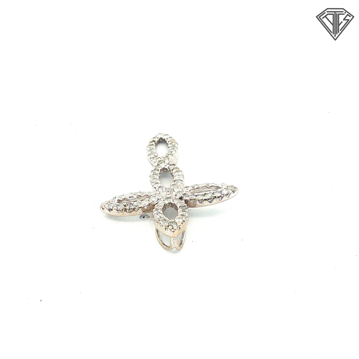 14k White Gold .50ct  G/H SI1 Round Diamond Cross Pendant 1 1/2" x 3/4"  1.70 gram