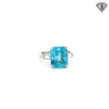 Platinum 4.17ct Octagonal Aquamarine / .25ct  E / F VS1 (2) Banquette Diamond Ring  Size 5  Certificated By GIA #5241083159