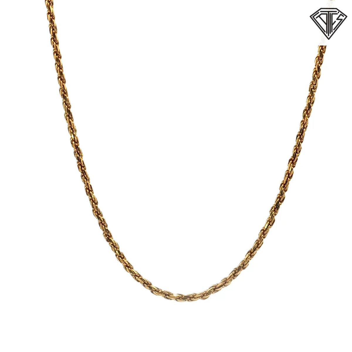 18k Yellow Gold Rope Necklace 8.6 gram 20"inch
