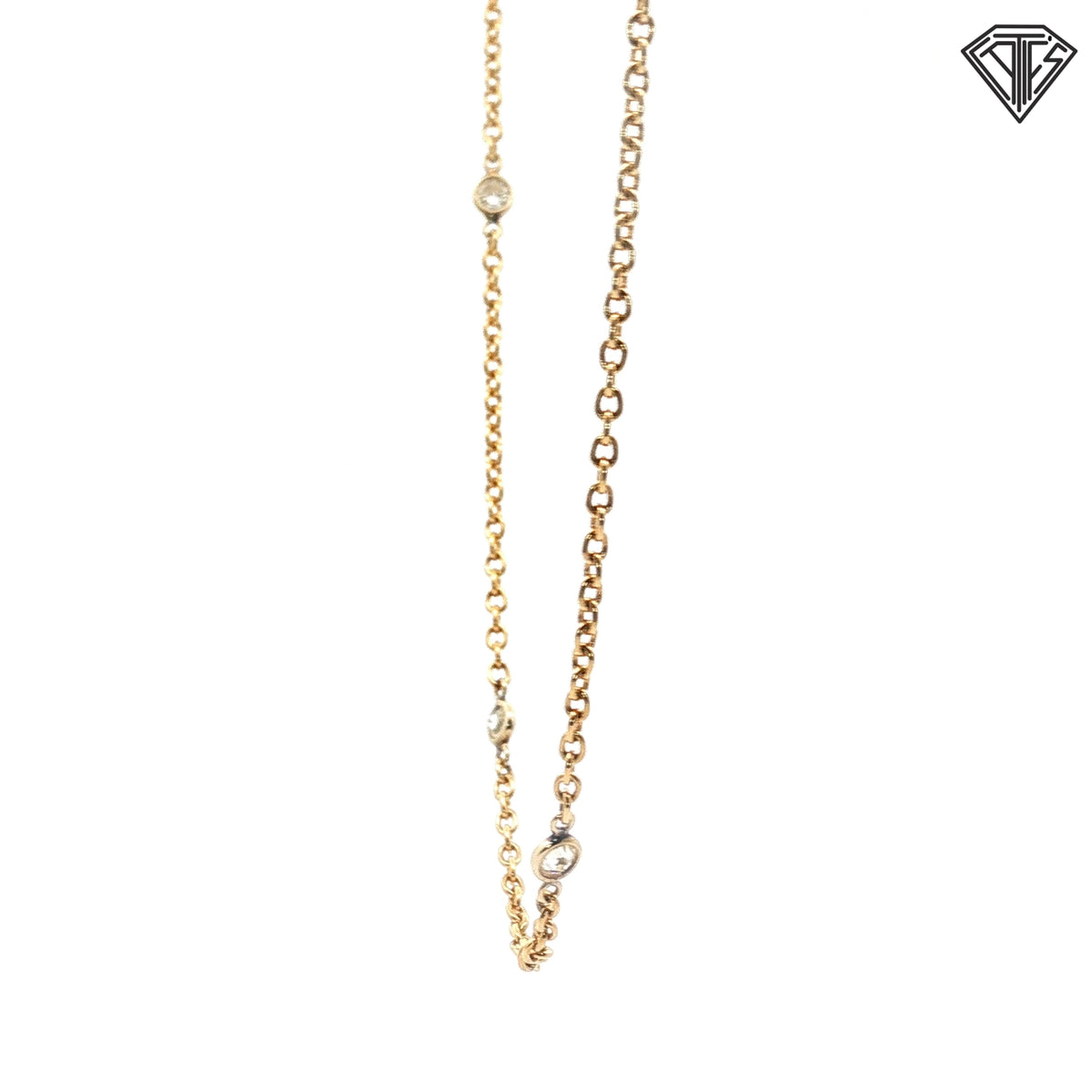 14k Yellow Gold .25ct G SI1 (3) Round Bezel Set Necklace 4.7 gram 18"inch