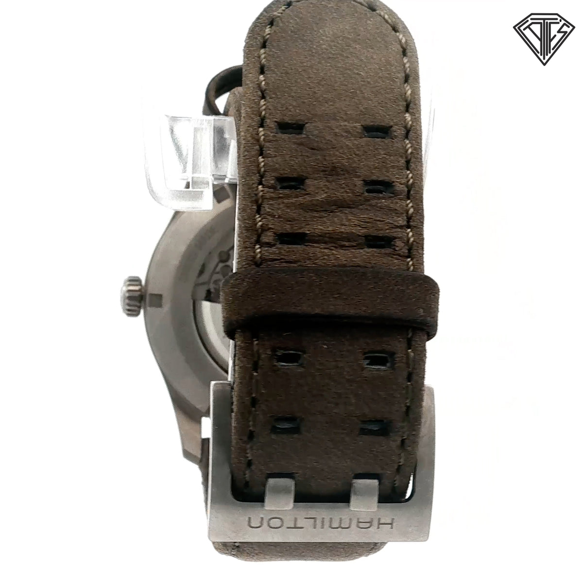 Pre-loved Hamilton Black Dial/ Titanium Casing/ 38mm/ Automatic Movement/ Khaki Field Band  Ref: #H70205830 with Box and Paper