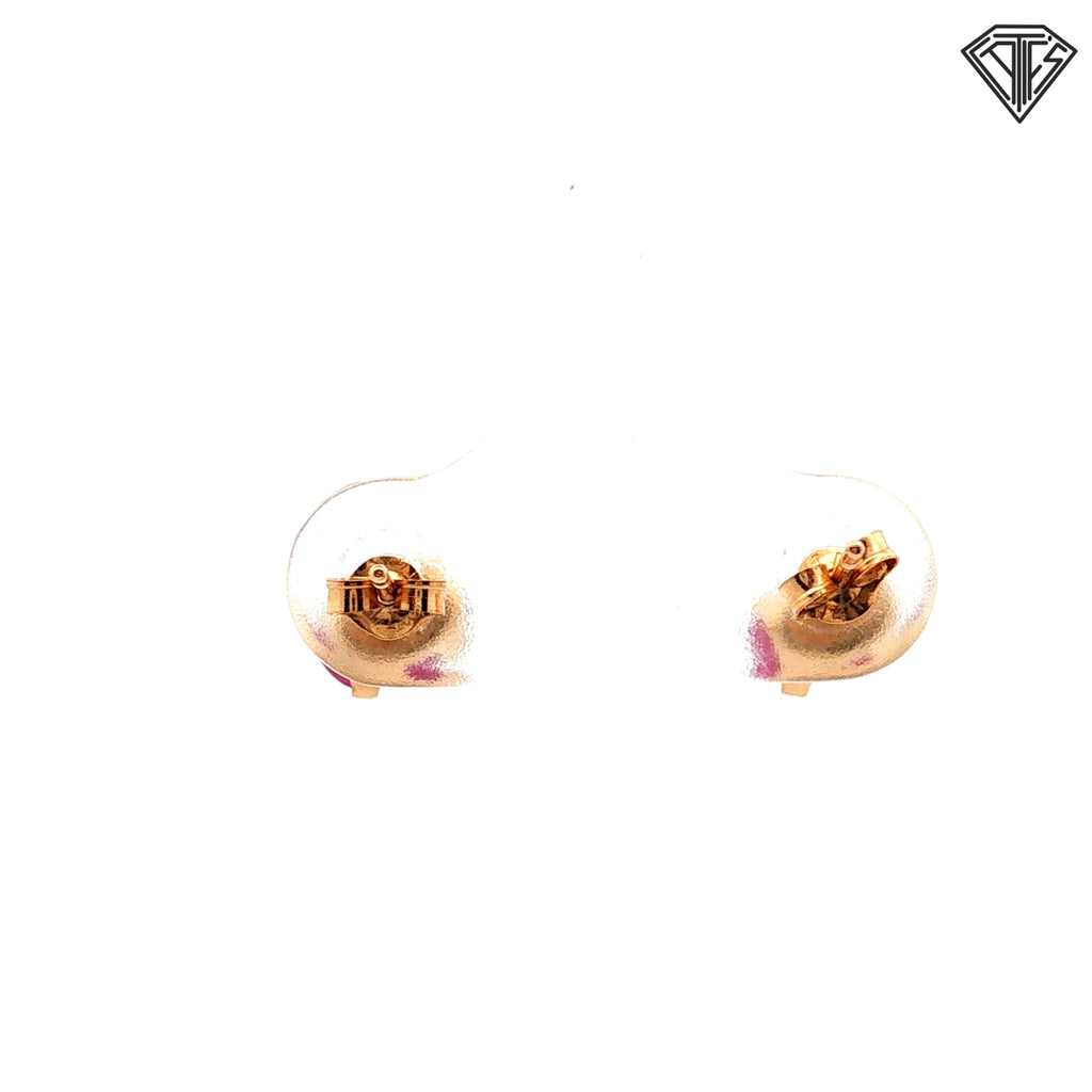 14k Yellow Gold Round Ruby Stud Earrings  0.7gram
