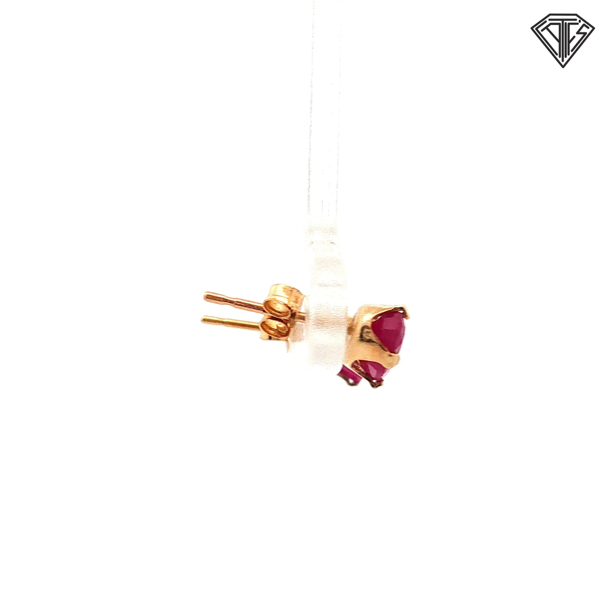 14k Yellow Gold Round Ruby Stud Earrings  0.7gram
