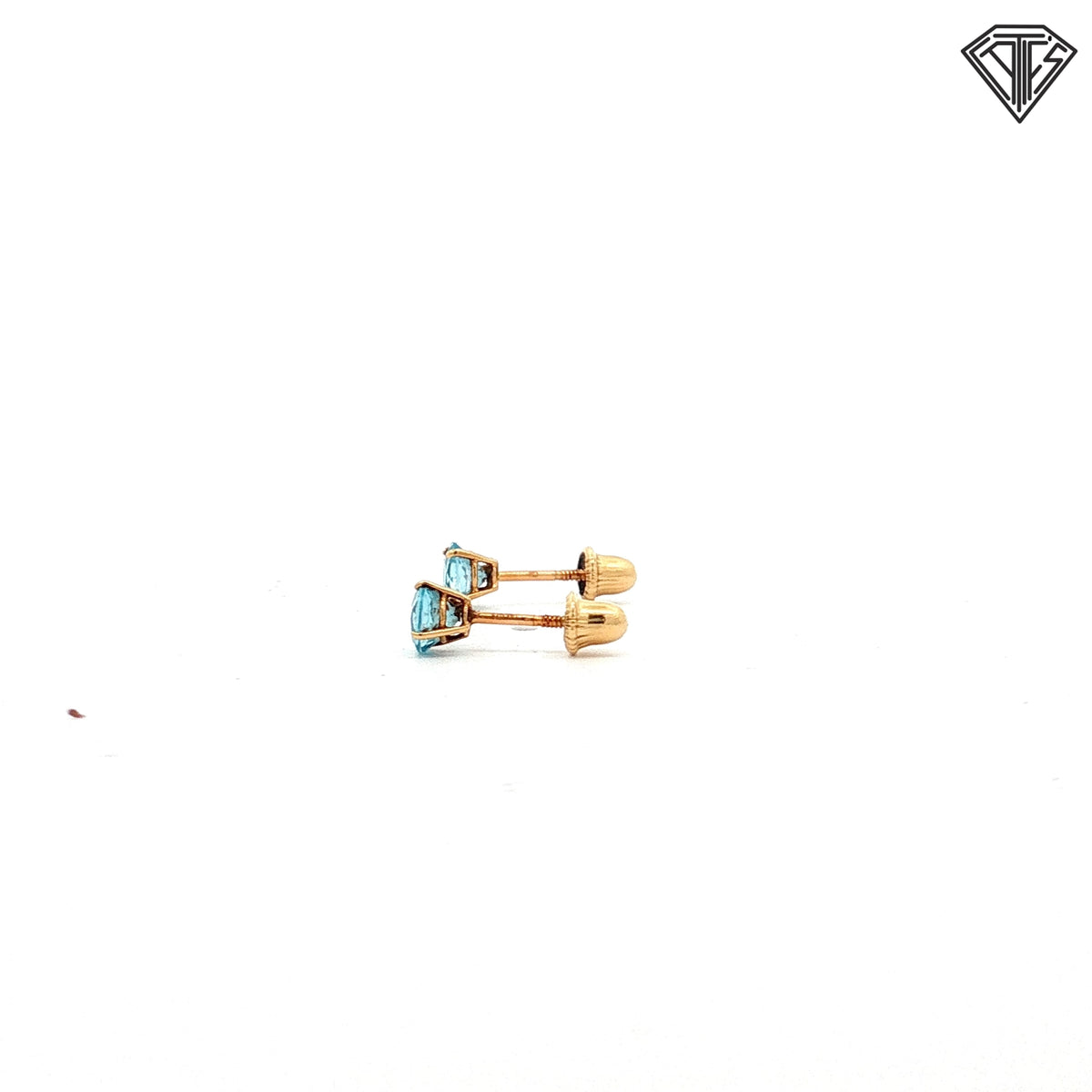 14k Yellow Gold Round Topaz Stud Earrings  0.4 gram