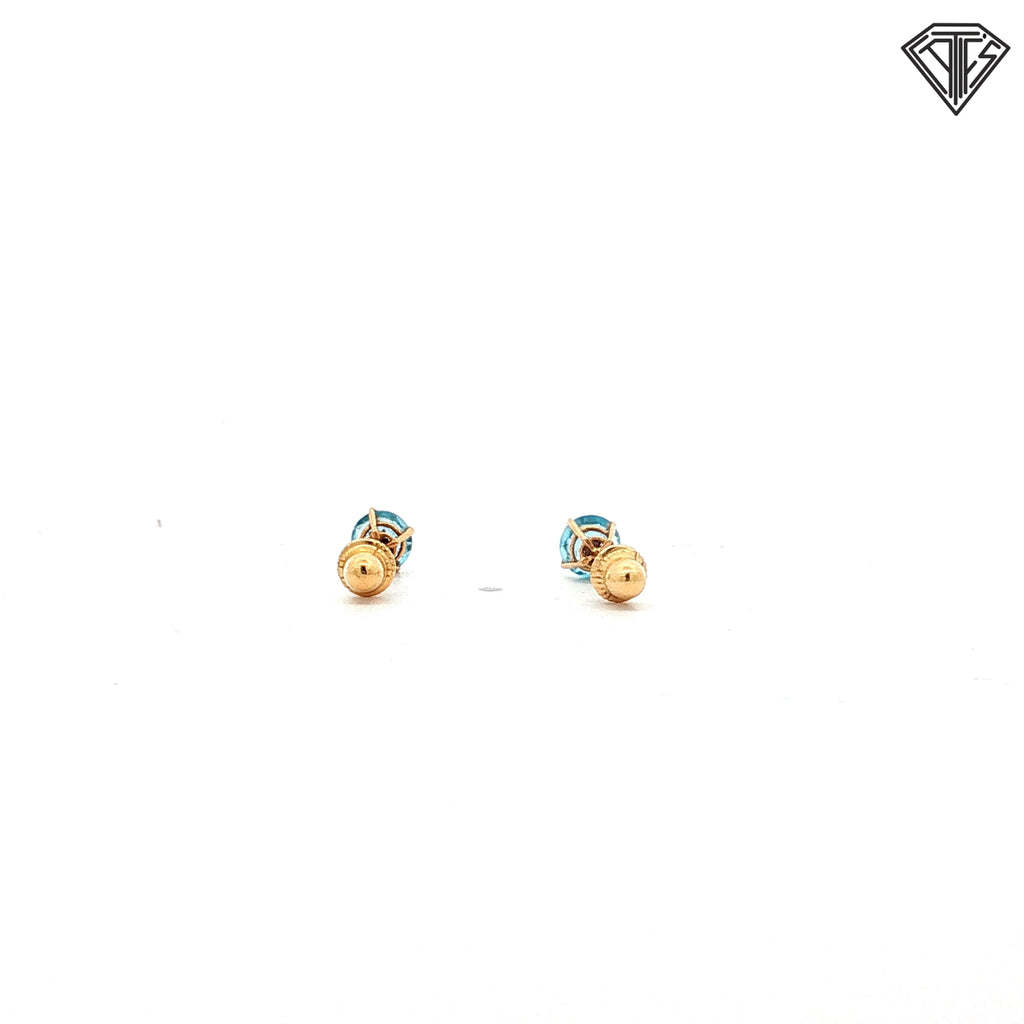 14k Yellow Gold Round Topaz Stud Earrings  0.4 gram