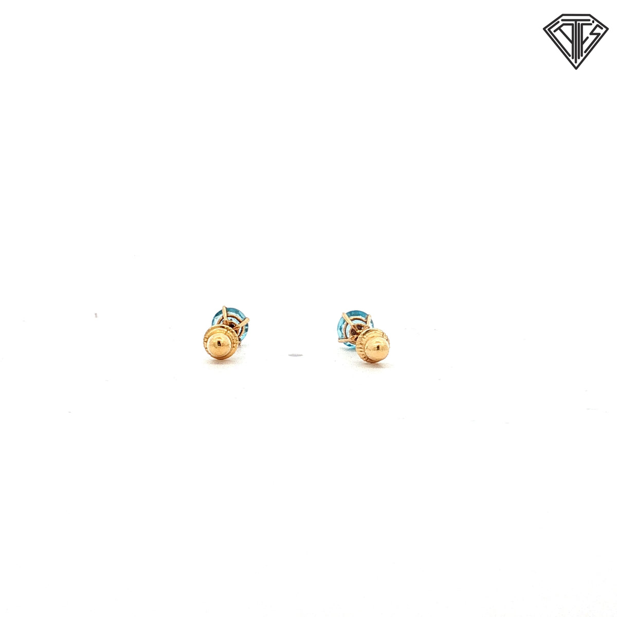 14k Yellow Gold Round Topaz Stud Earrings  0.4 gram