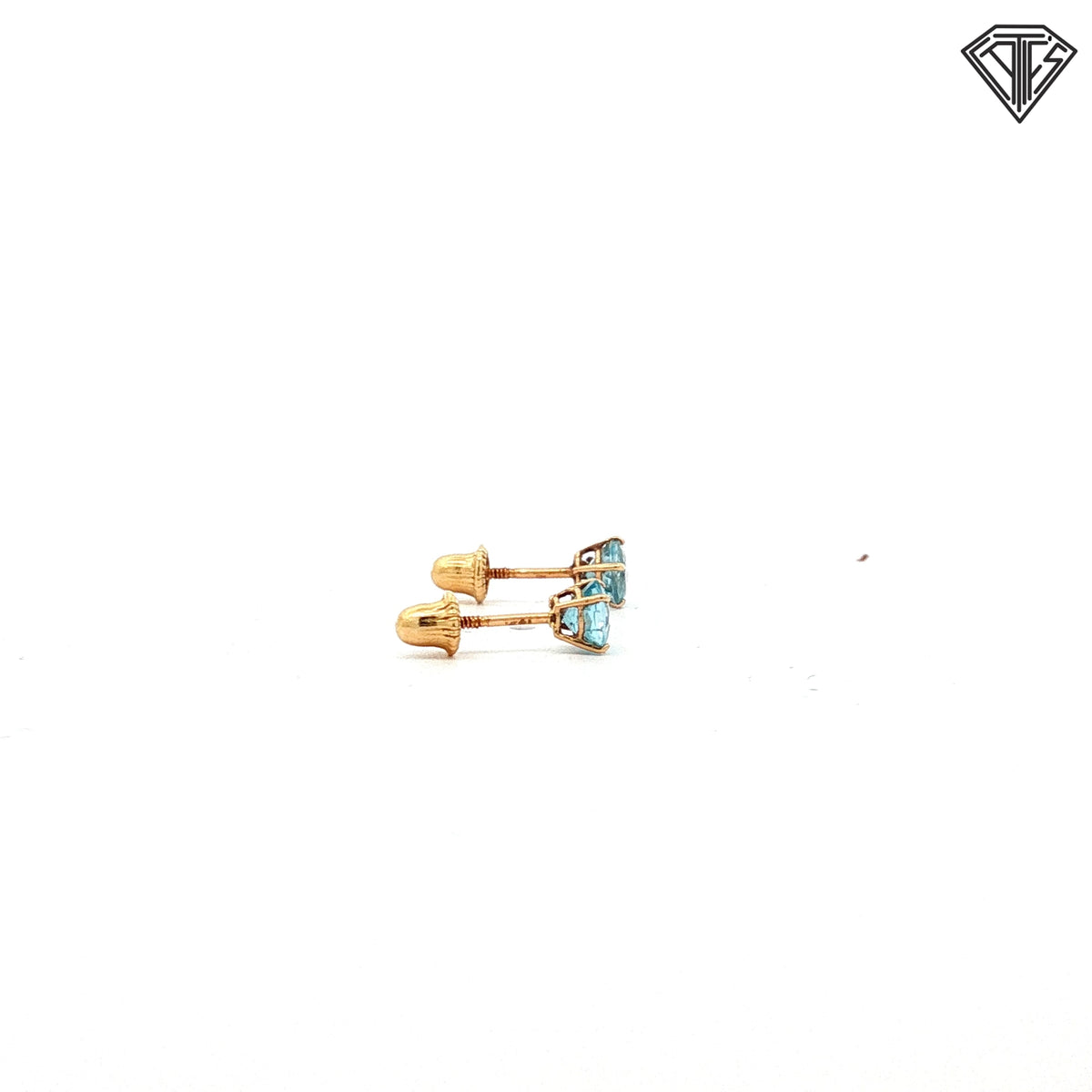 14k Yellow Gold Round Topaz Stud Earrings  0.4 gram