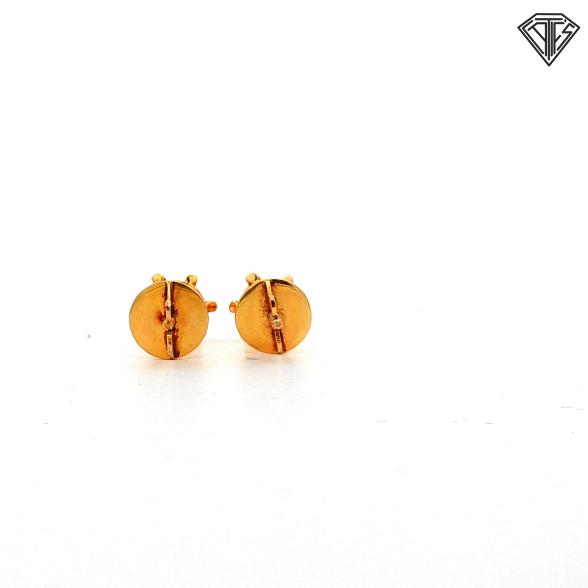 12k Yellow Gold .50ct H VS2/ SI2 Round Diamond Upside Down Set Old Mine Cut Stud Earrings