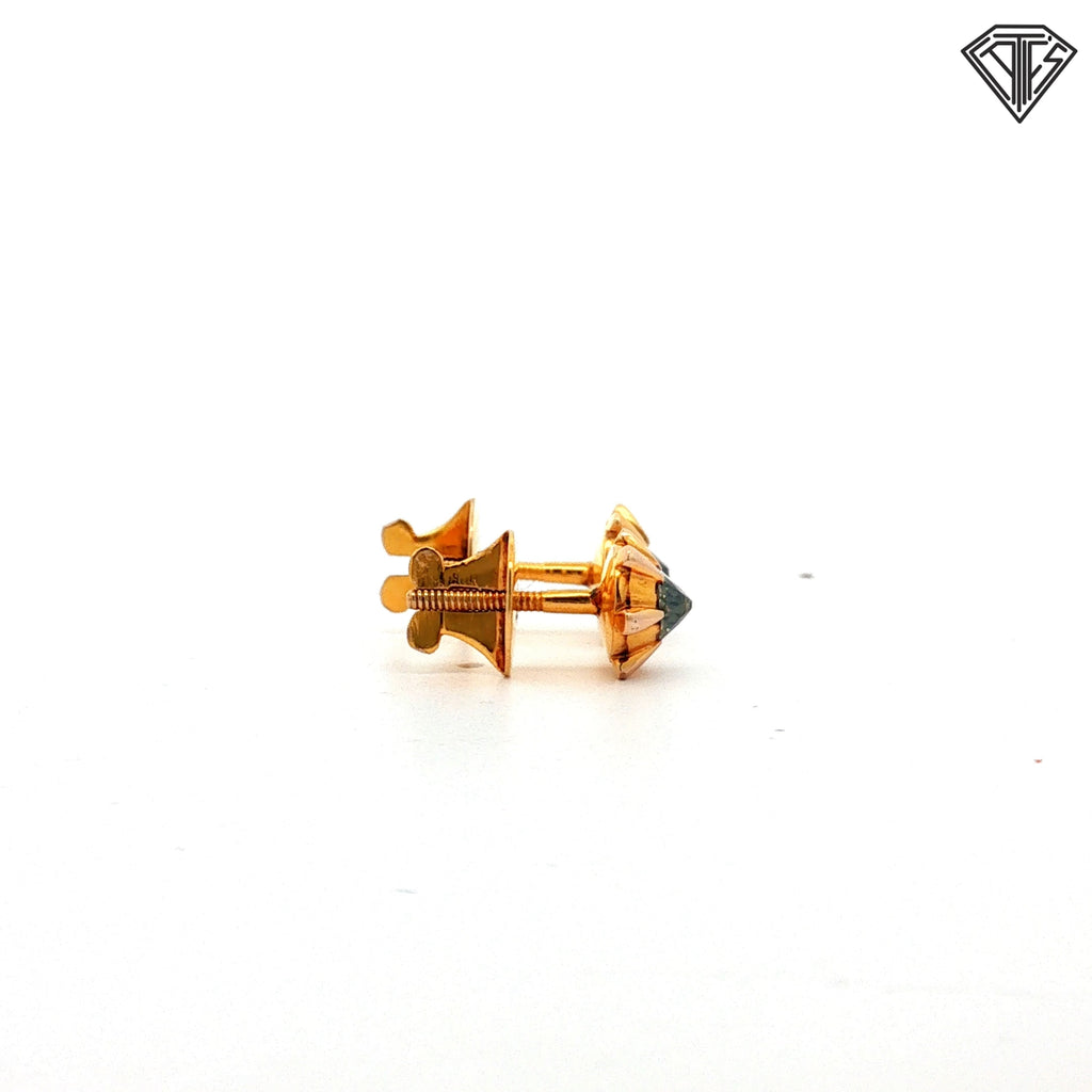 12k Yellow Gold .50ct H VS2/ SI2 Round Diamond Upside Down Set Old Mine Cut Stud Earrings