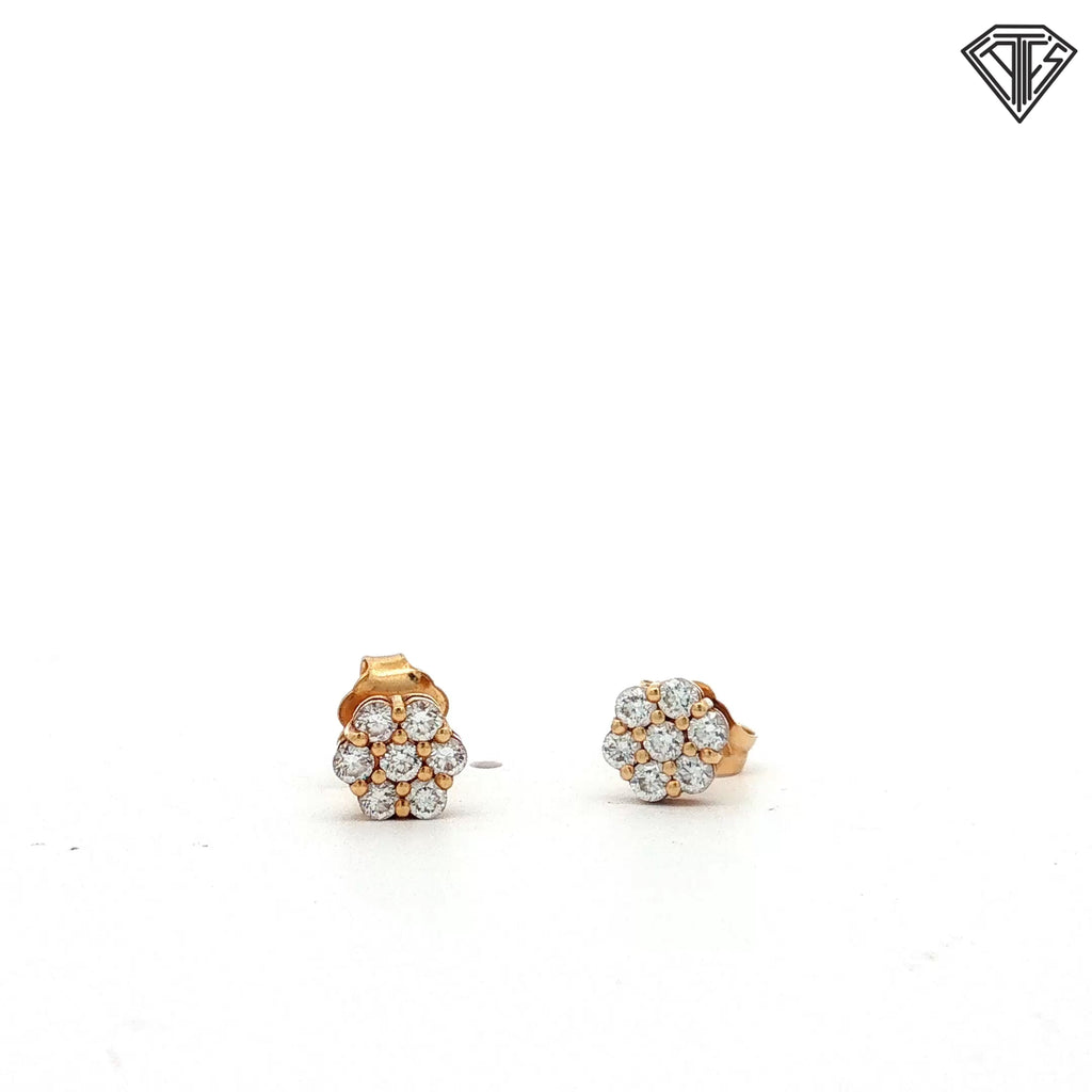 14k Yellow Gold .30ct H SI1 Round Diamond Flower Cluster Stud Earrings