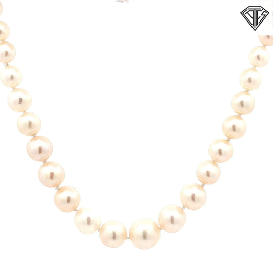 14k Yellow Gold Graduated Salt Water / Cultured Strand Pearl Necklace 18" 3mm- 9mm